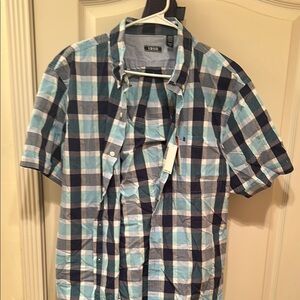 Izod Blue and White Casual Button Down Shirt